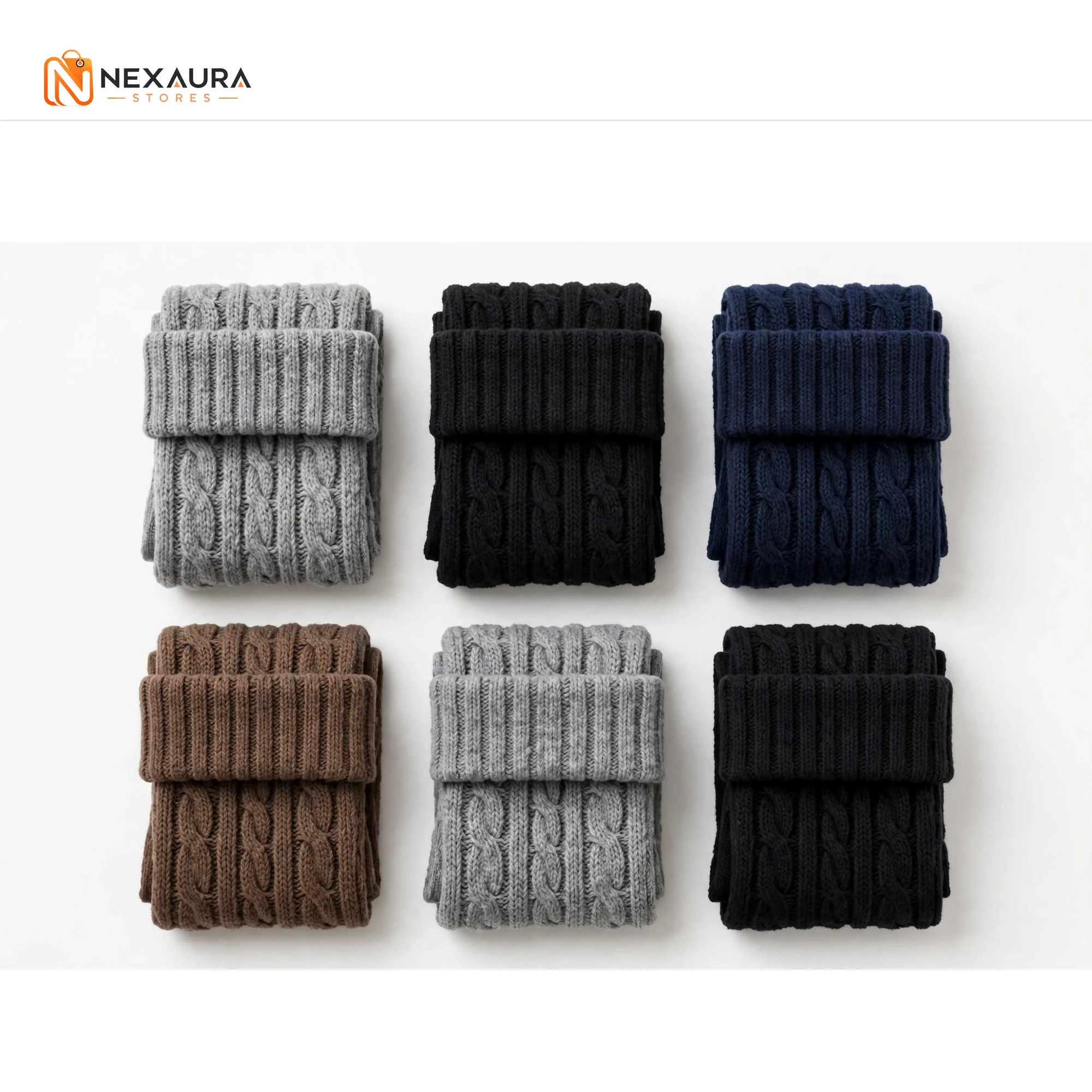 Six pairs of folded thermal socks