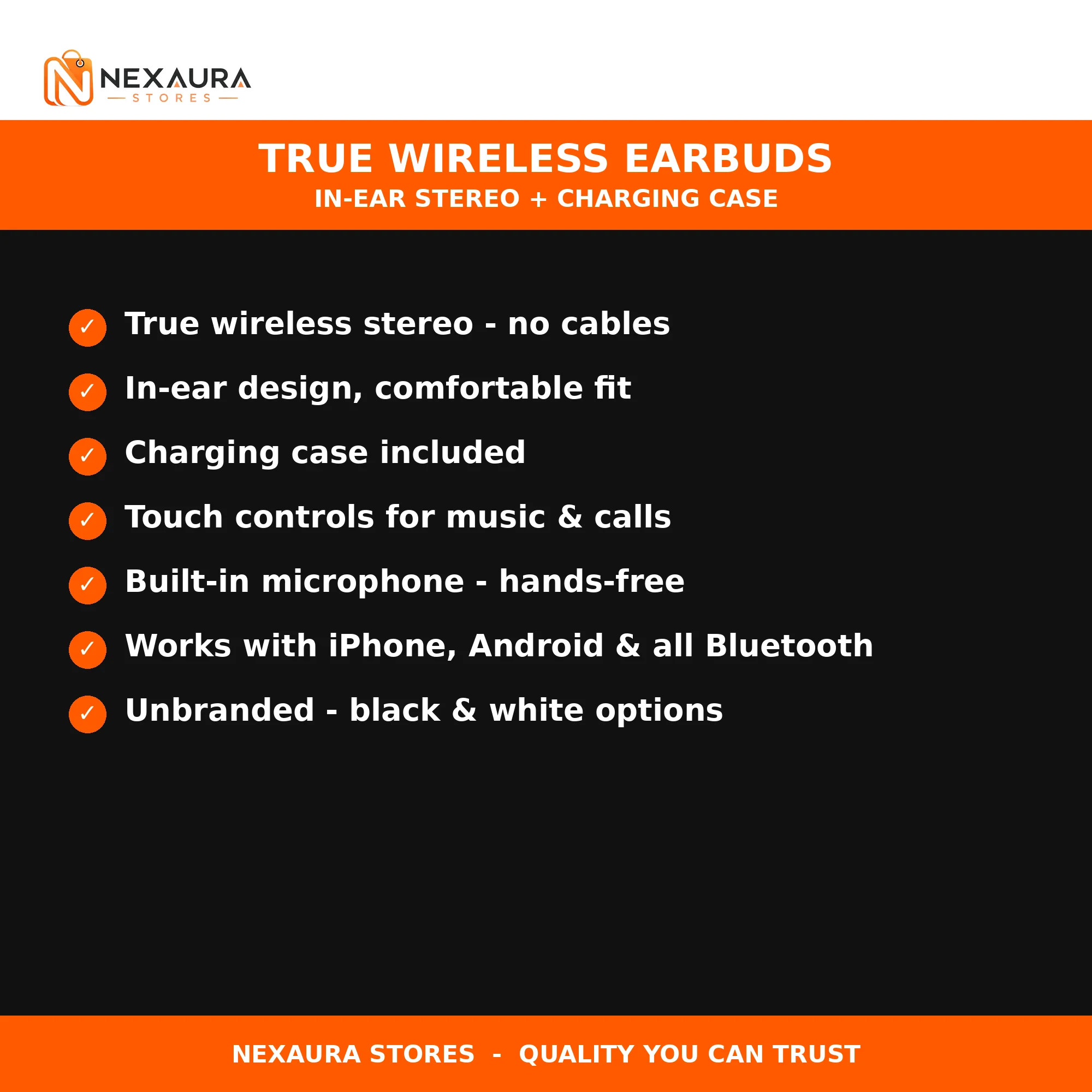 Key features of the true wireless earbuds