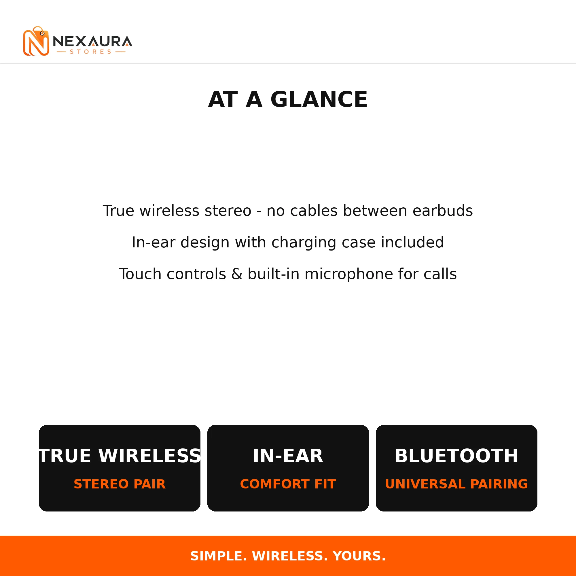 Earbuds at a glance - true wireless, in-ear, bluetooth