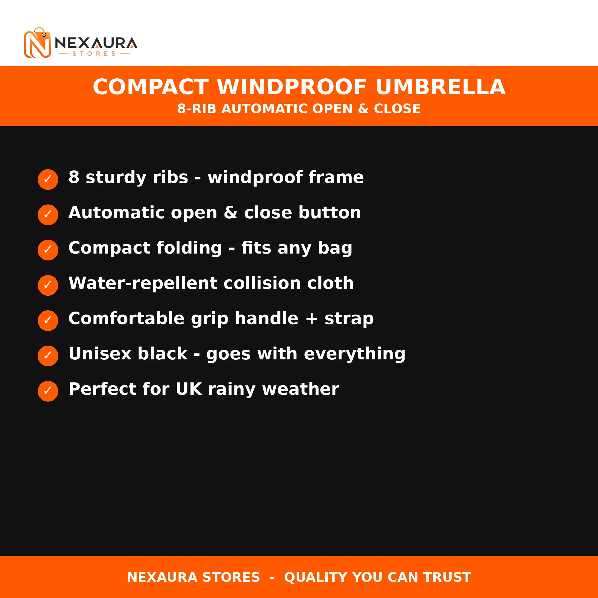 Key features of the compact windproof umbrella