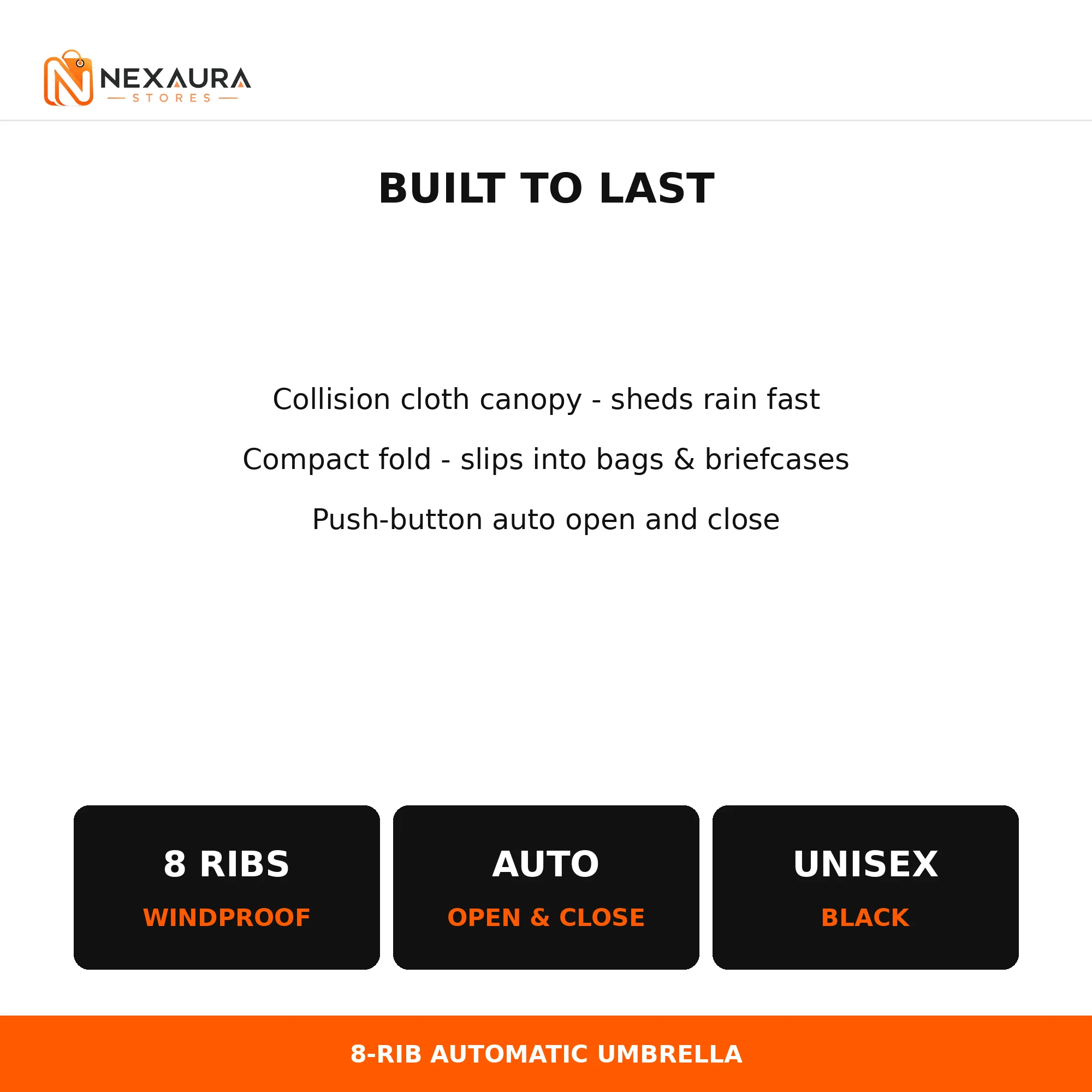 Umbrella specifications - 8 ribs, automatic, windproof