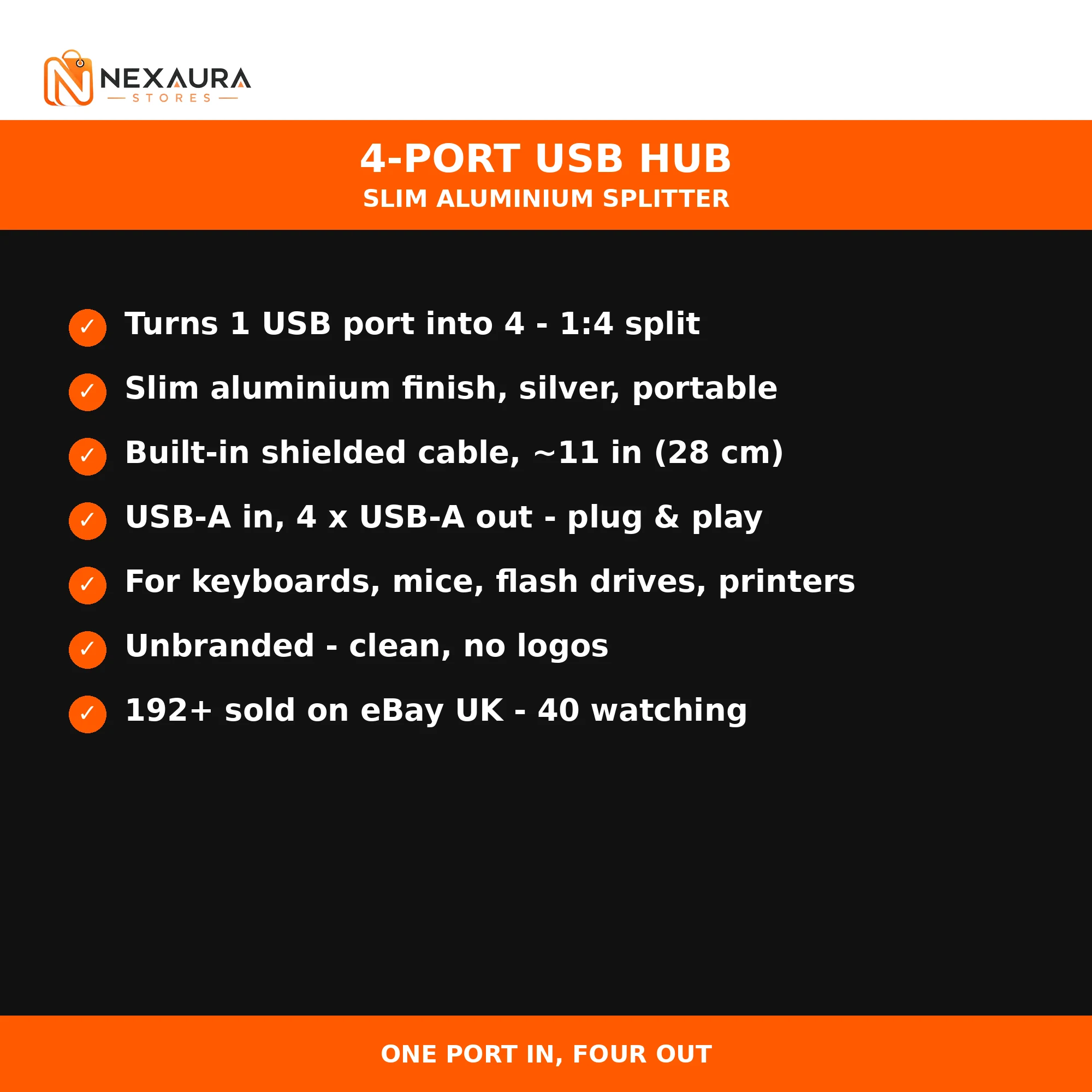 4-port USB hub key features