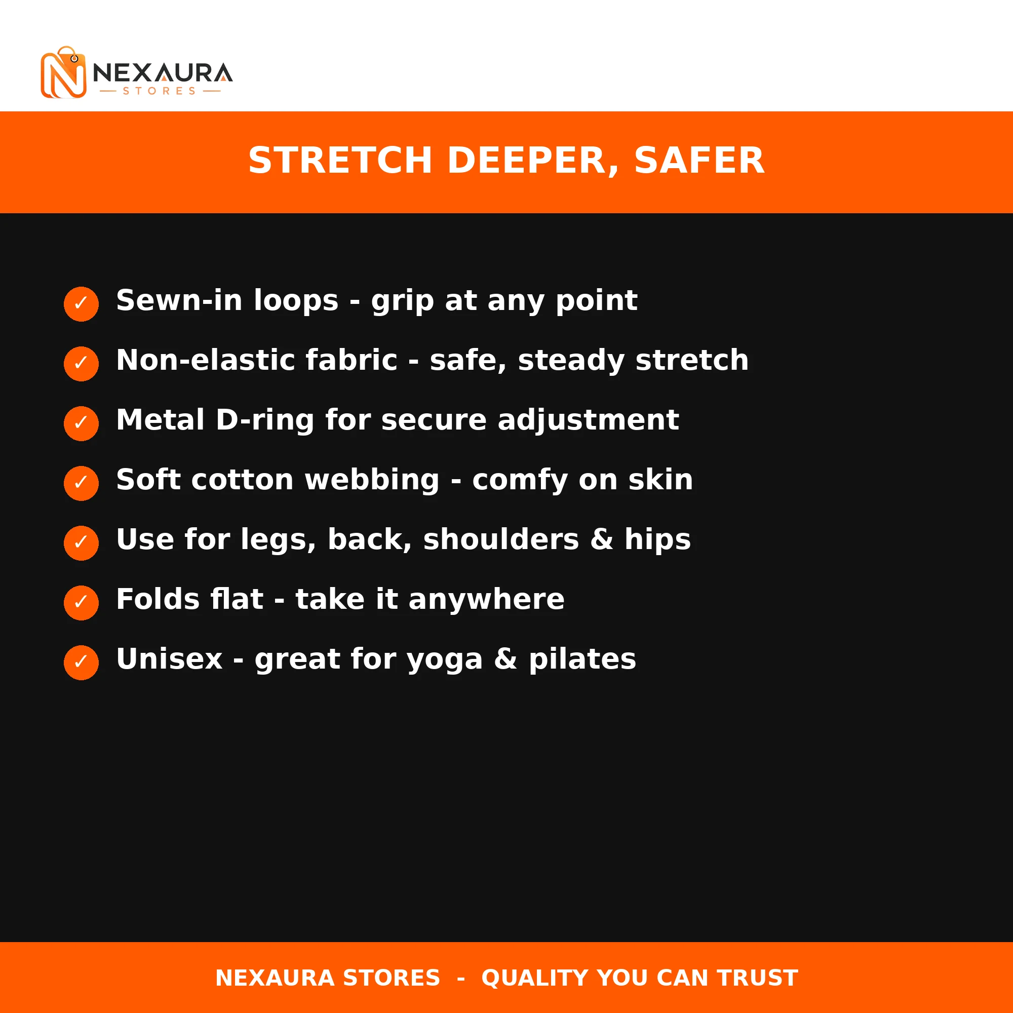 Yoga strap key features