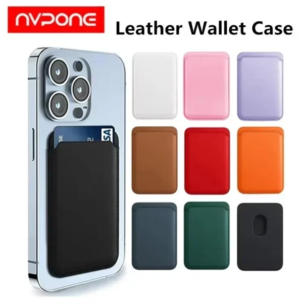 Leather MagSafe Wallet Card Holder for iPhone – Magnetic with Ring Holder